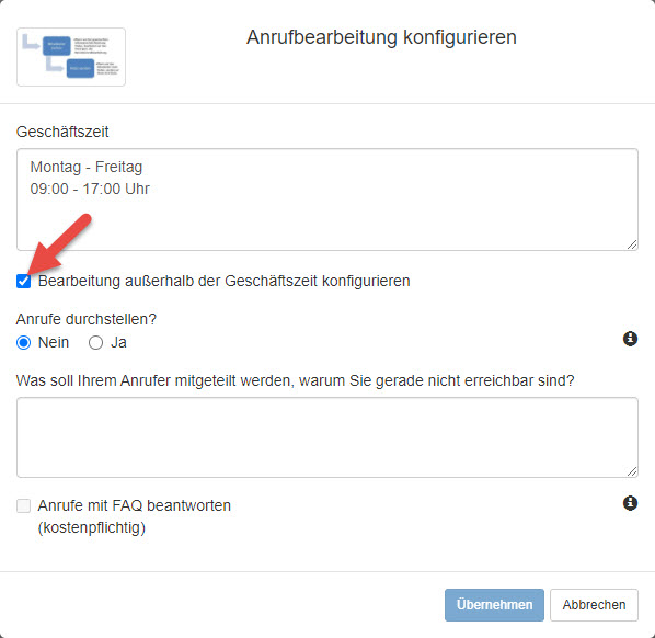 Bearbeitung außerhalb GZ aktivieren für Sekretariatsservice