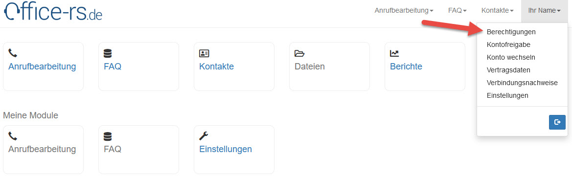 Berechtigungen öffnen