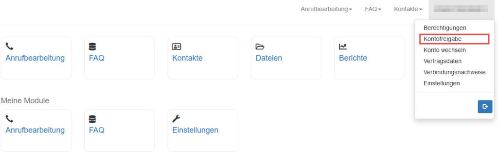 Kontofreigabe aufrufen